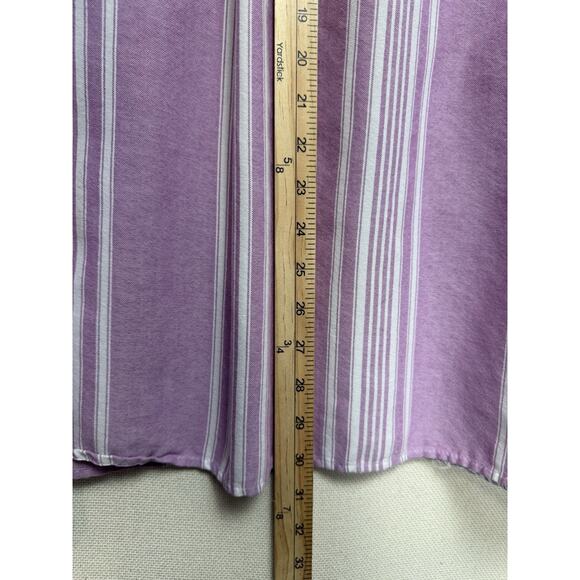 Woman Within Plus Sz 2X Tunic Top 1/4 button Up long sleeve Lavender White - Picture 13 of 13